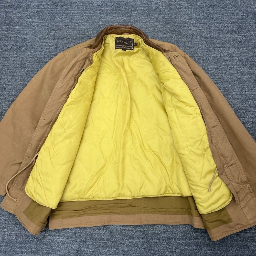 Vintage Maxwear Barn Chore Coat Jacket Large Removable Liner Workwear Leather - Picture 12 of 16